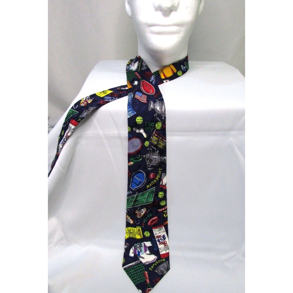 Vintage 90s Nicole Miller US OPEN 1992 Mens Silk Tie